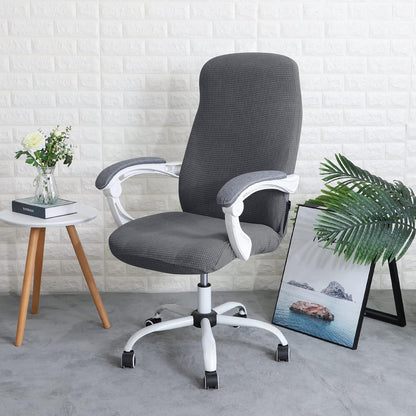 Water Resistant Jacquard Office Chair Slipcover for Armrest Chairs, Dark Grey