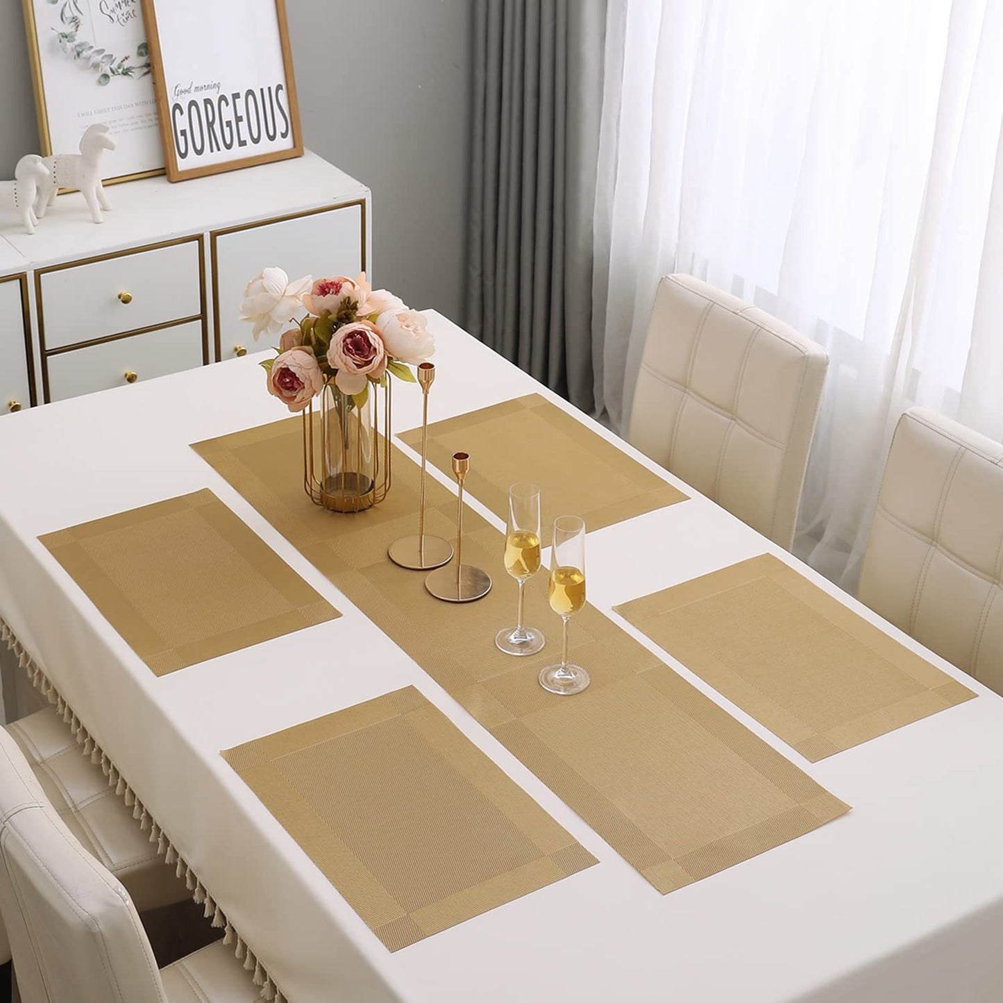 PVC Dining Table Mats, Gold