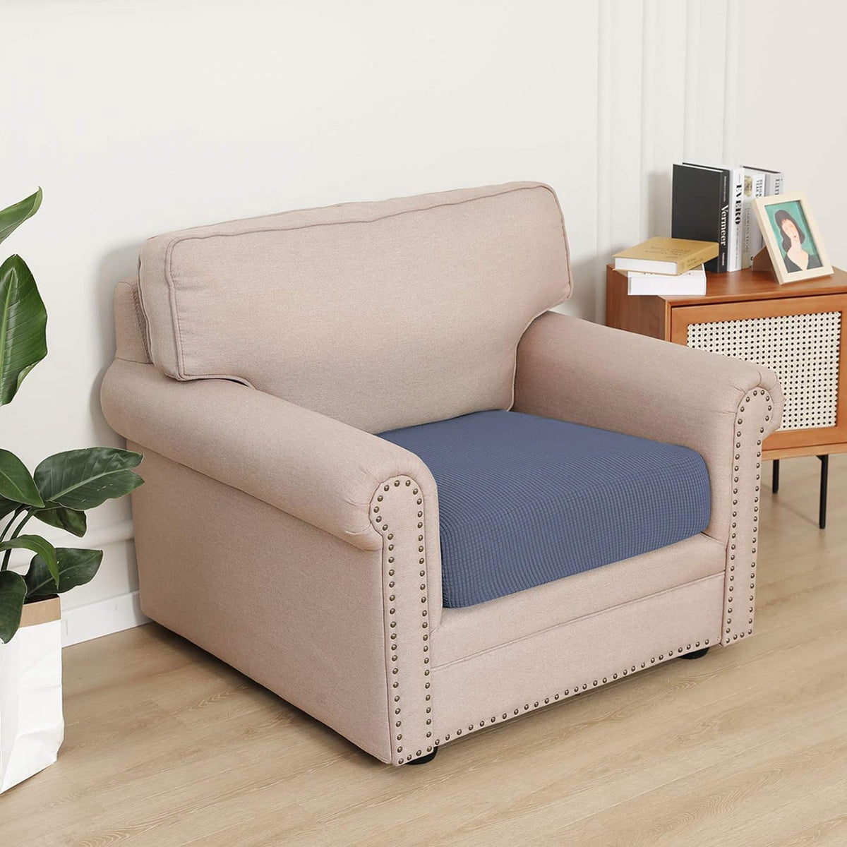 Stretchable Thick Jacquard Textured Seat Cushion Cover for 1/2/3 Seaters / Pieces for Sofa, Dark Grey
