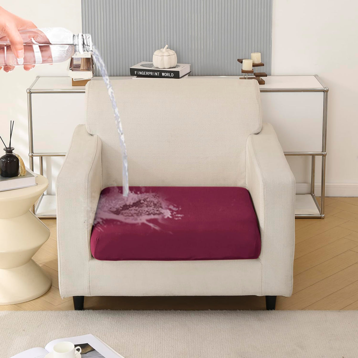 100% Waterproof Stretchable Seat Couch Cushion Cover for 1/2/3 Seater, Maroon