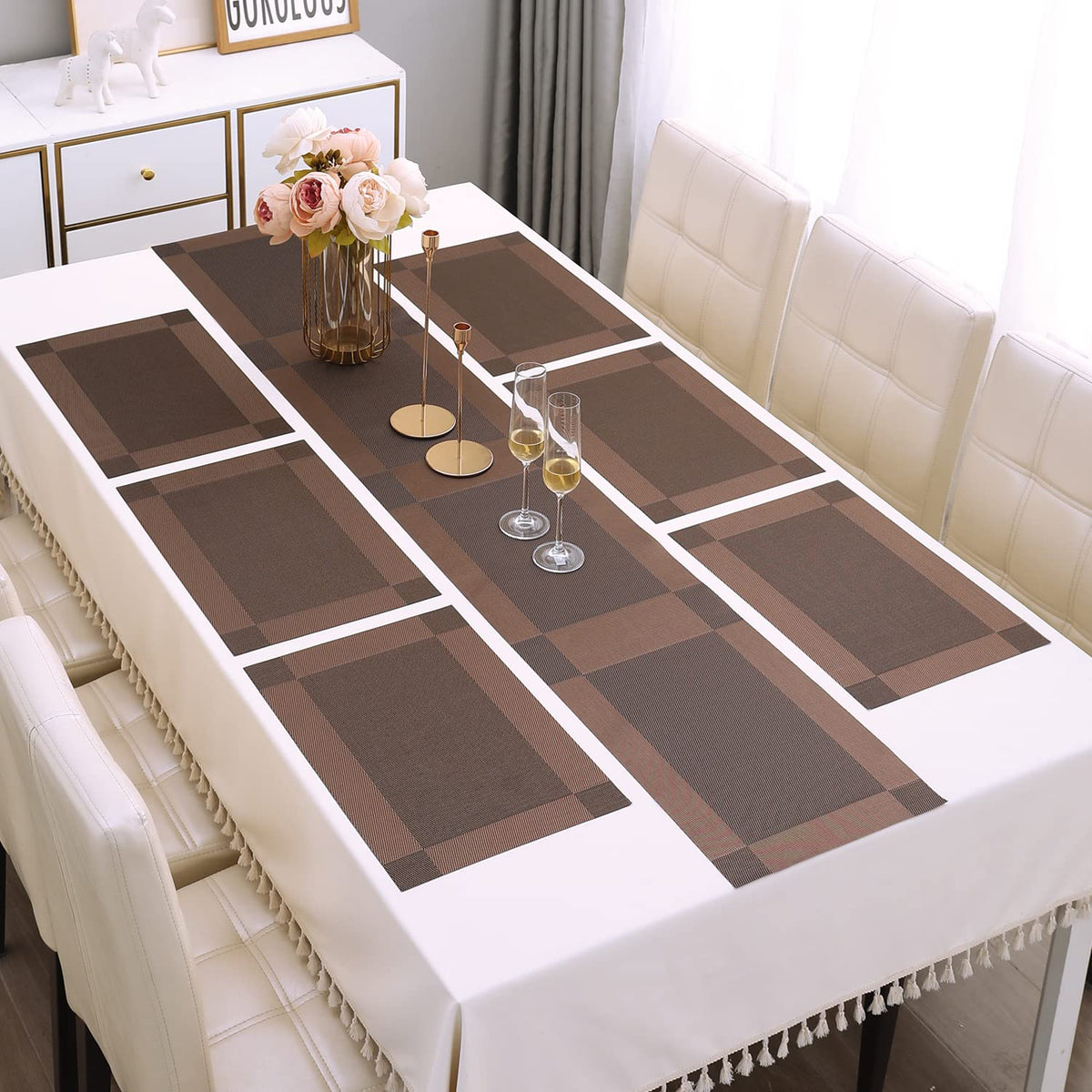 PVC Dining Table Mats, Dark Brown