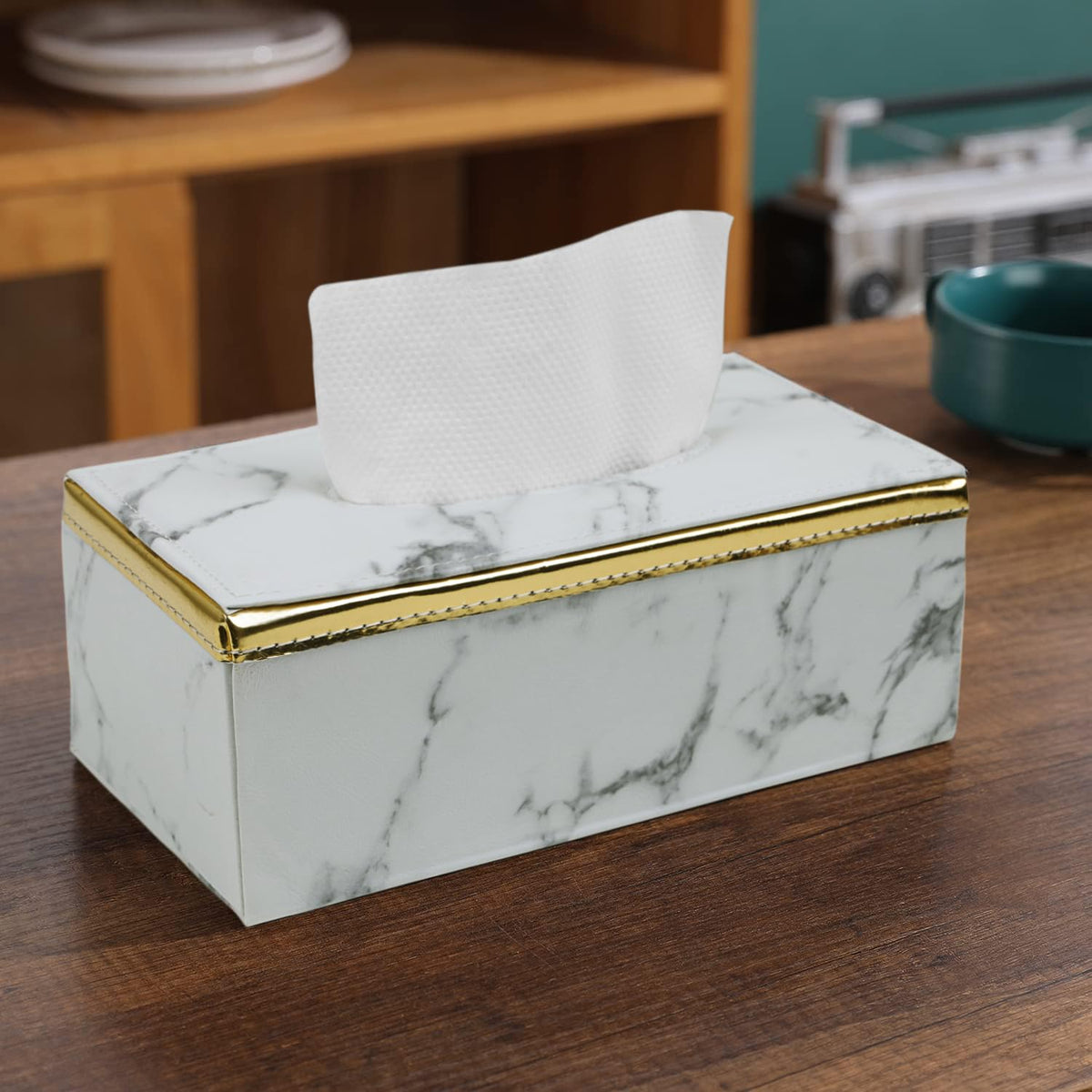 buy white leatherite tissue paper box | HOKIPO