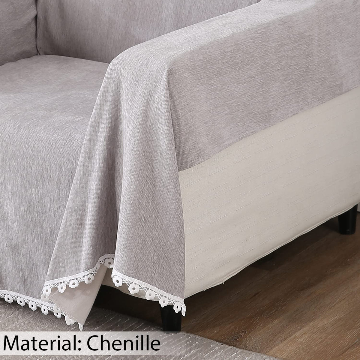 Chenille Sofa Couch Slipcover , Grey for 1/2/3 Seater