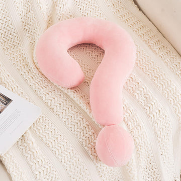 HOKIPO Large Question Mark Neck Pillow for Travel & Home, Light Pink