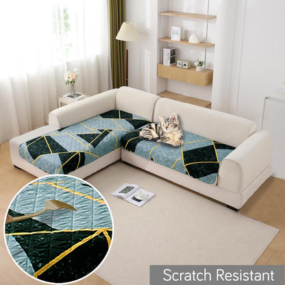 Waterproof Printed Quilted Quick Dry L Shape Sofa Seat Cover Mat, Multicolor Abstract Geometry