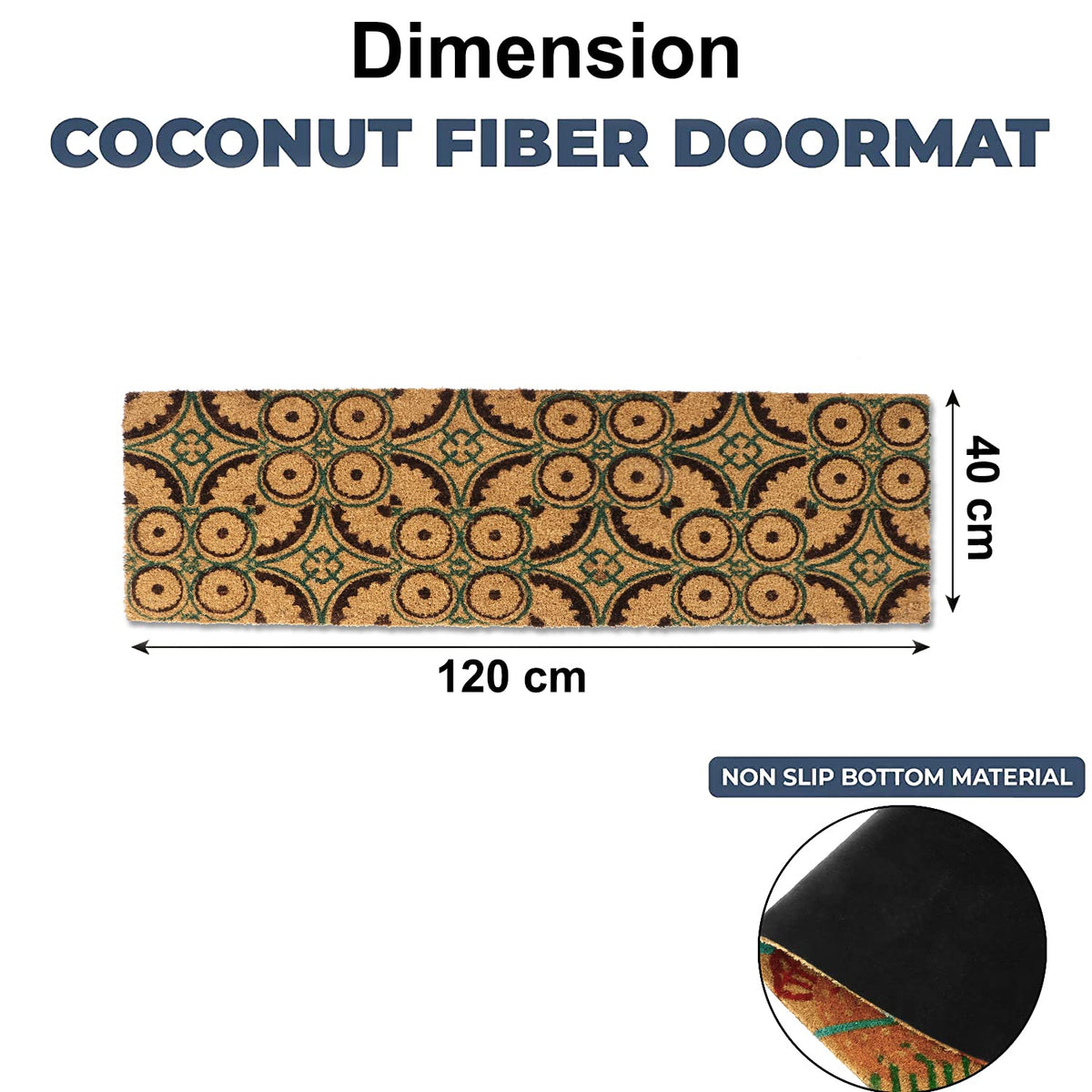 Coir Entrance Door Mat with Anti-Slip PVC Backing