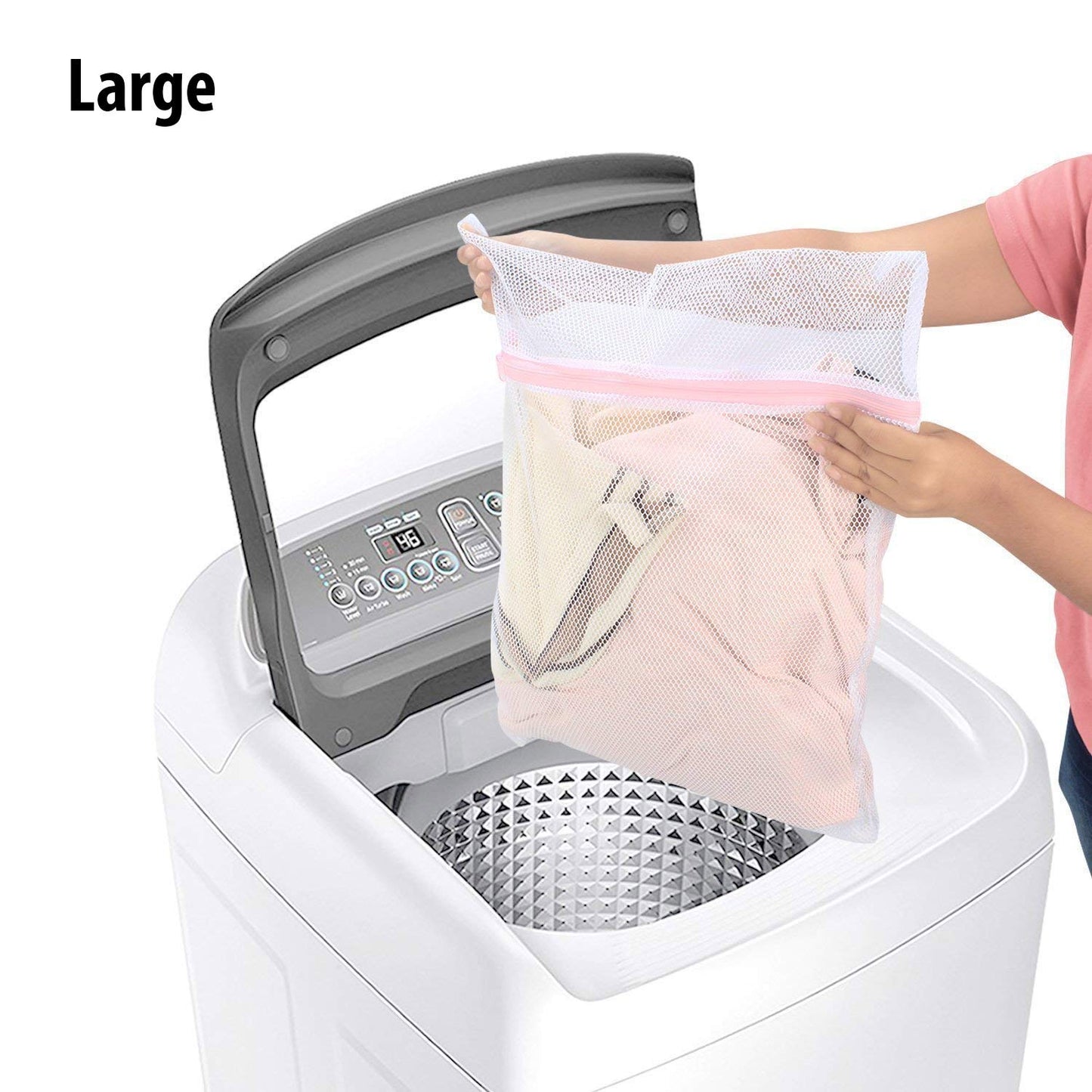 Mesh Laundry Clothes Washing Bag, 3 pack, White