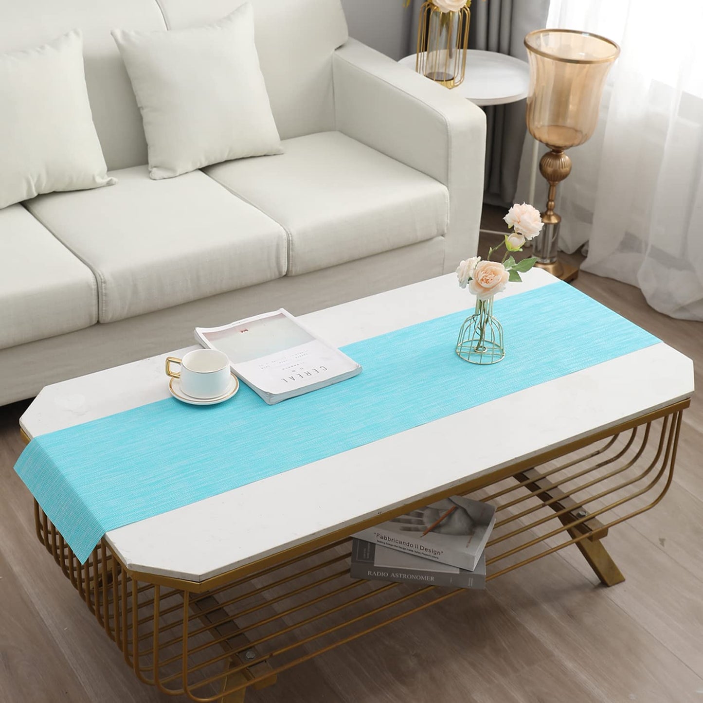 PVC Table Runner, Blue