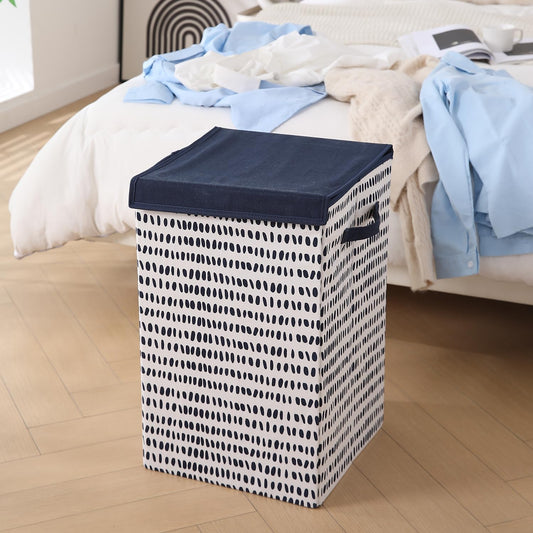 Foldable Laundry Basket for Clothes with Lid, Dots