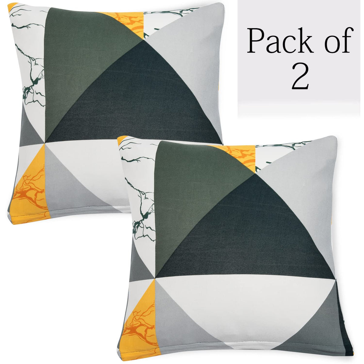 Geometric Multicolor Printed 16 by 16 zippered square sofa pillow covers Set of 2