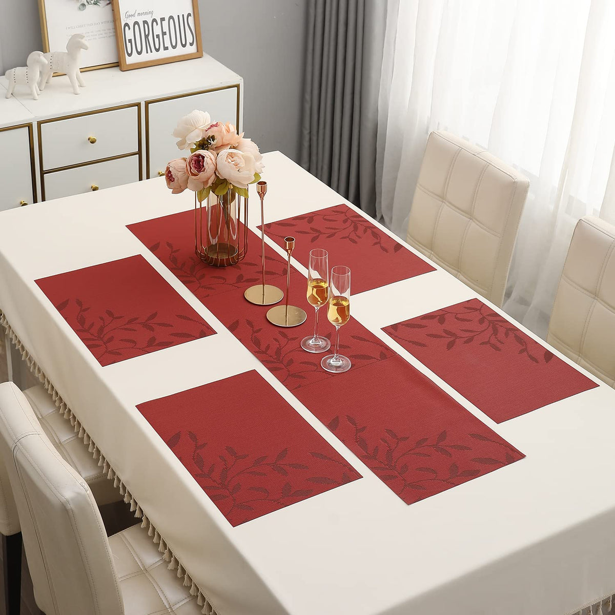 PVC Dining Table Mats, Red