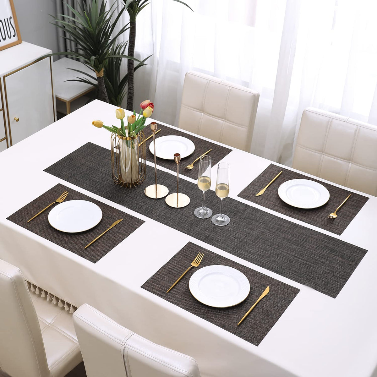 PVC Dining Table Mats, Dark Brown