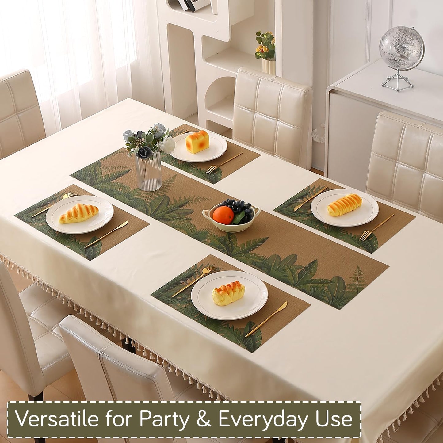 Botanical Tropic PVC Mats for Dining Table - Bird of Paradise Leaves