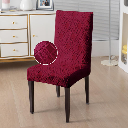 Chair Cover Set of 1/2/4/6, 190 GSM Jacquard, Maroon
