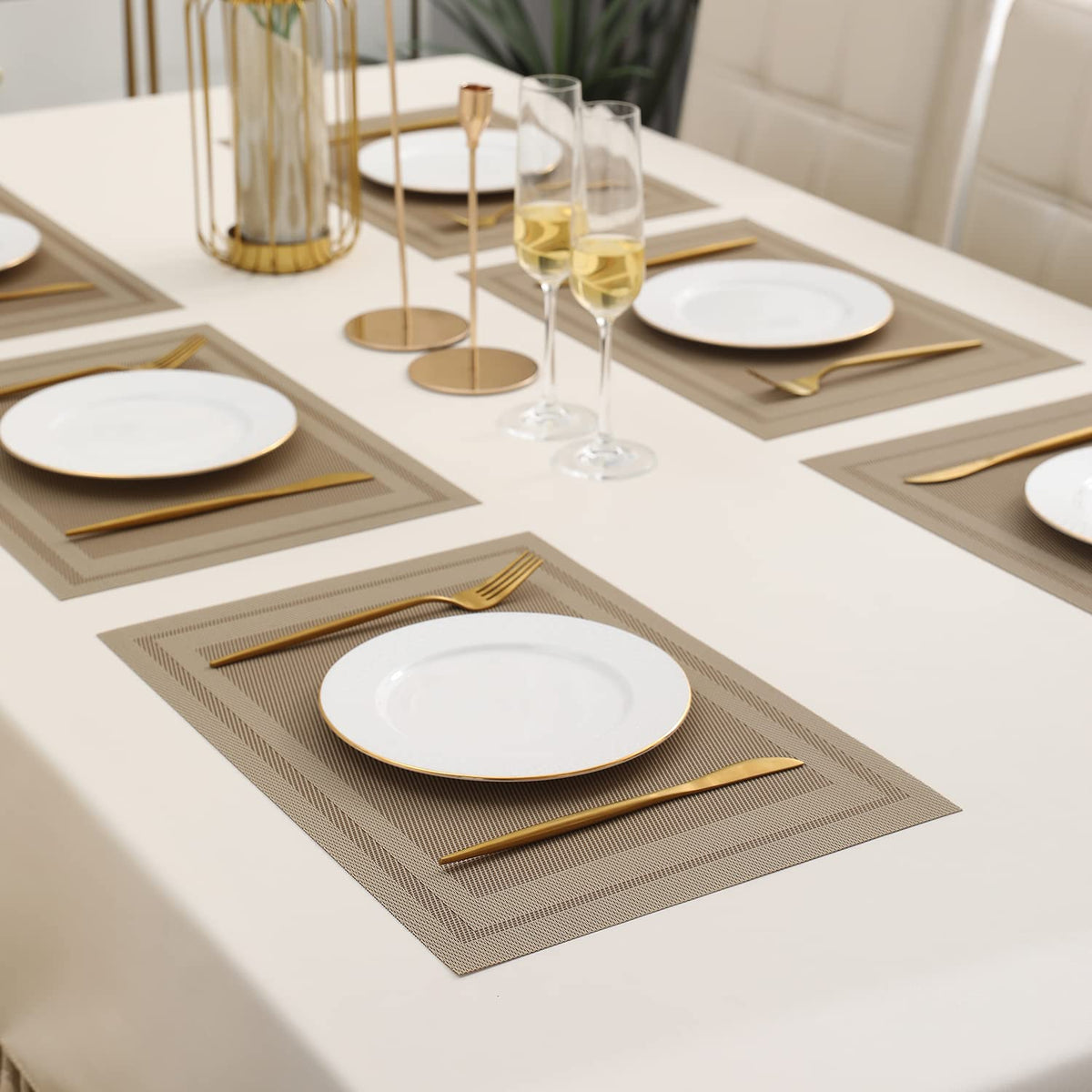 PVC Dining Table Mats, Beige