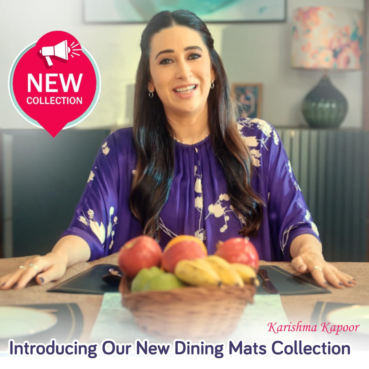 RhombusEcho Washable PVC Mats for Dining Table - Glacier Grey