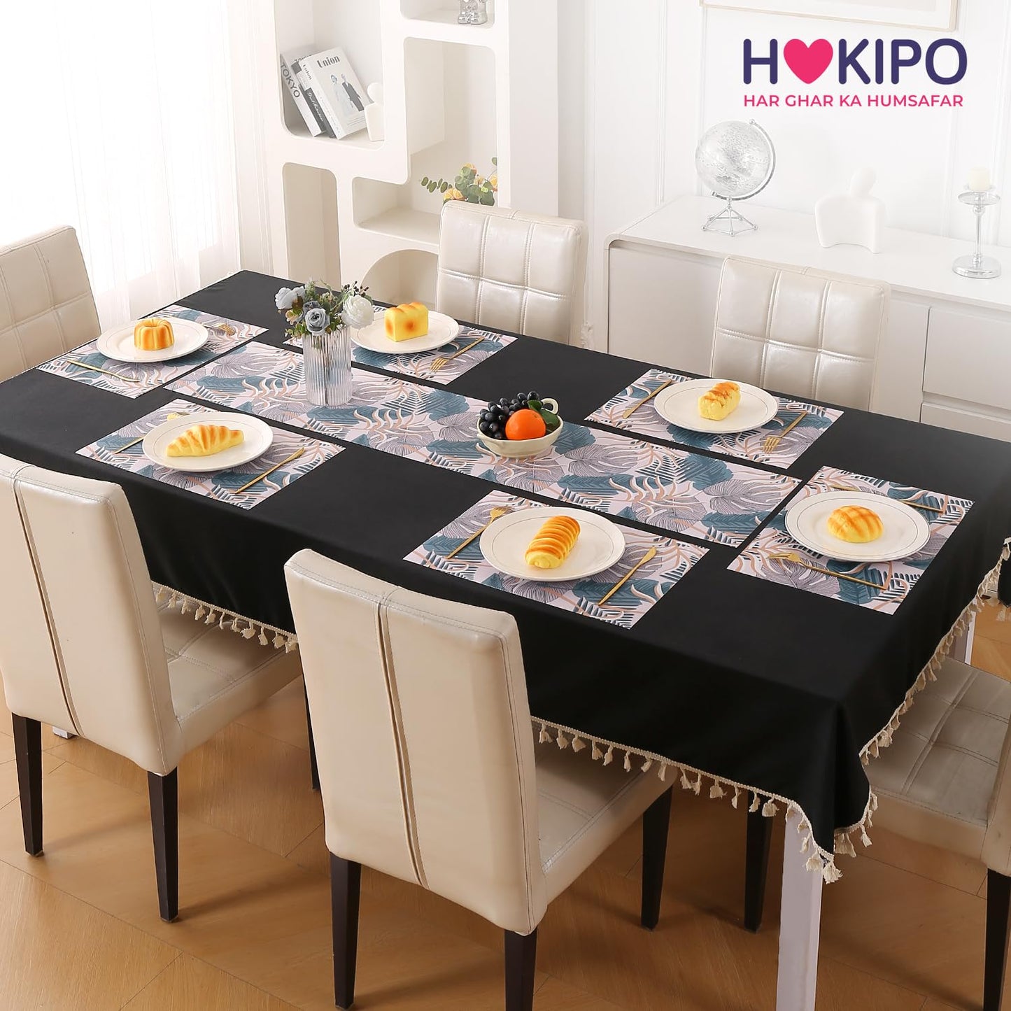 Artistic Flora PVC Washable Mats for Dining Table - Monstera Leaves