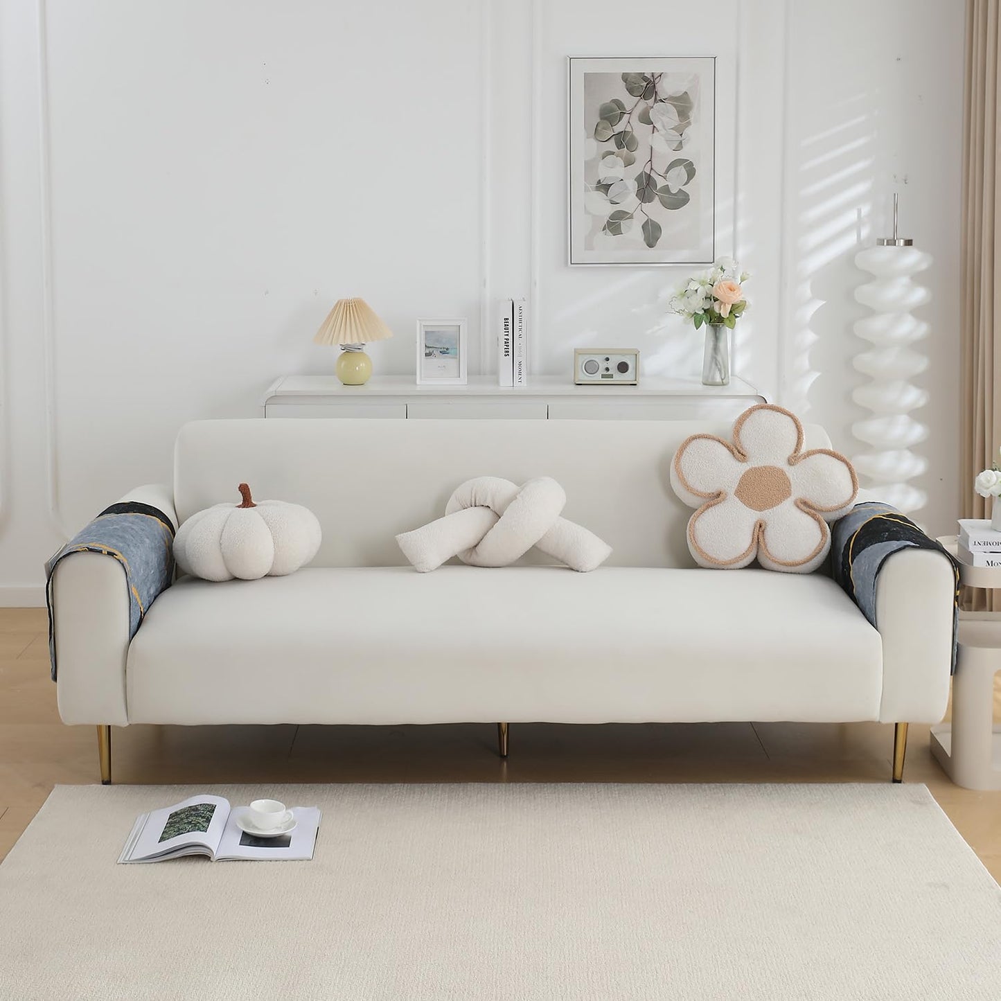 Water Repellent + Waterproof Quilted Sofa Mats, Multicolor Abstract Geometry