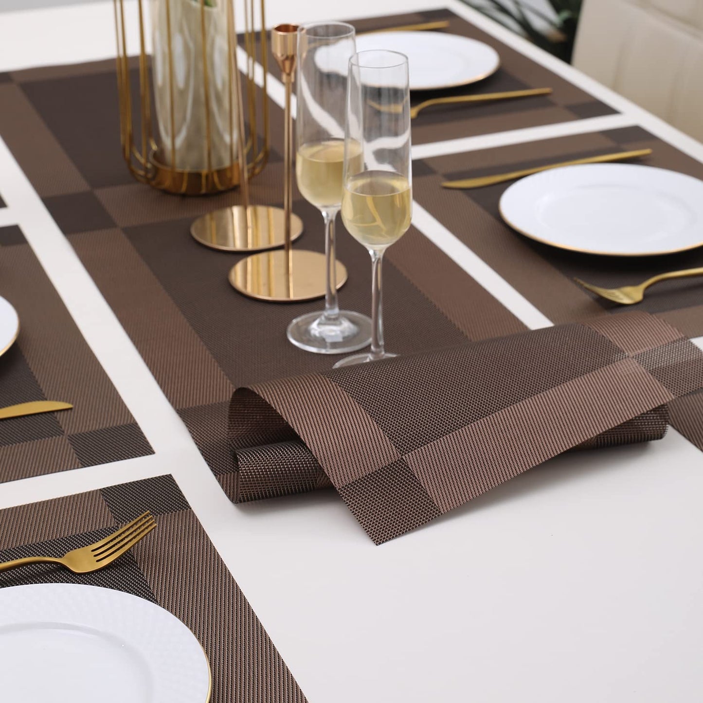 PVC Dining Table Mats, Dark Brown