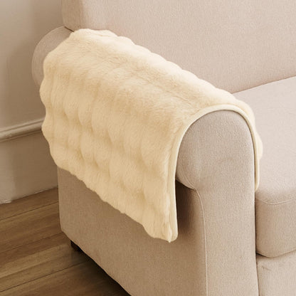 'FurHug' Premium Faux Rabbit Fur Sofa Seat Mats, Beige