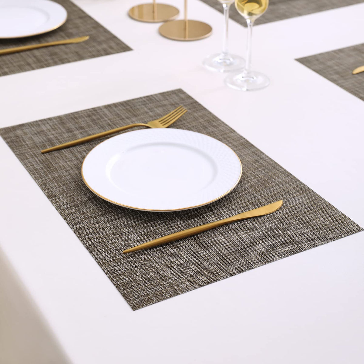 PVC Dining Table Mats, Ash Grey