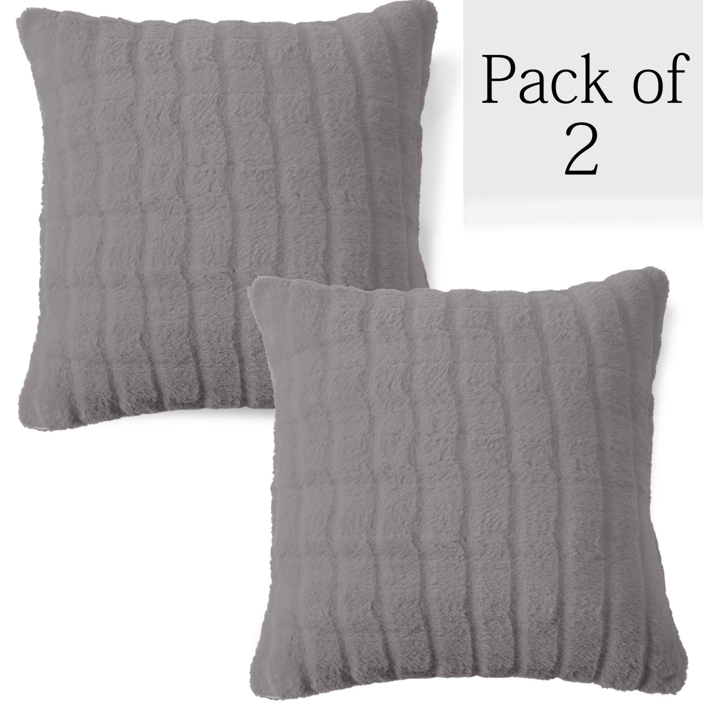 Buy Light Grey Colour Premium Zippered Plush pillow covers in set of 2