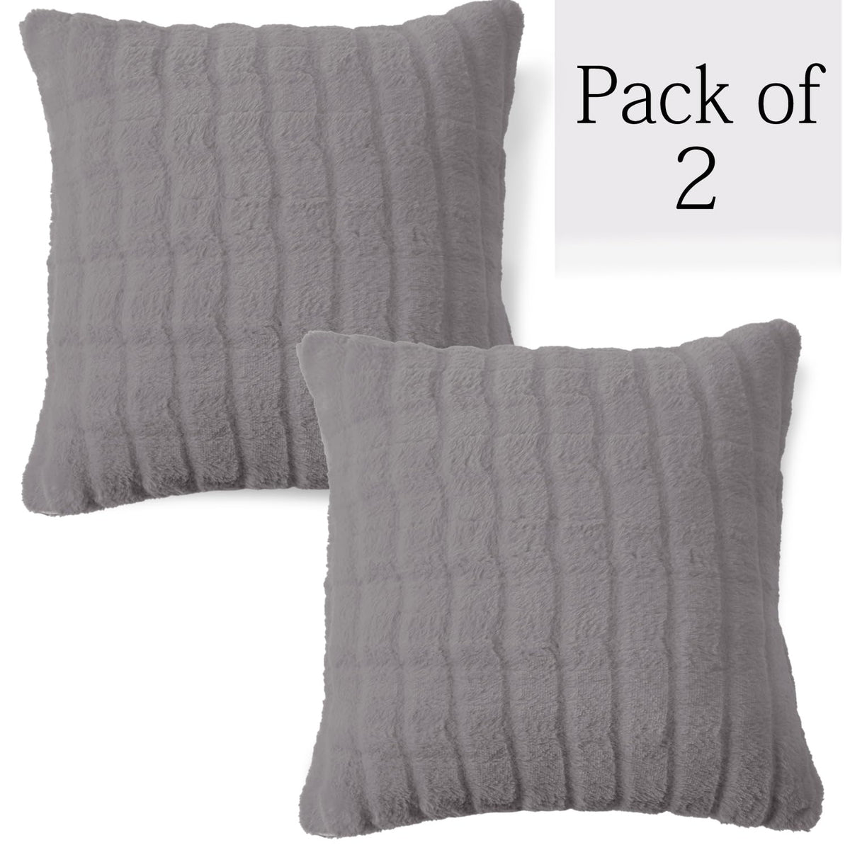 Buy Light Grey Colour Premium Zippered Plush pillow covers in set of 2