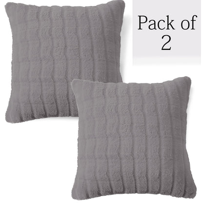 Buy Light Grey Colour Premium Zippered Plush pillow covers in set of 2