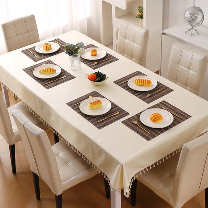 RhombusEcho Washable PVC Mats for Dining Table - Taupe Brown