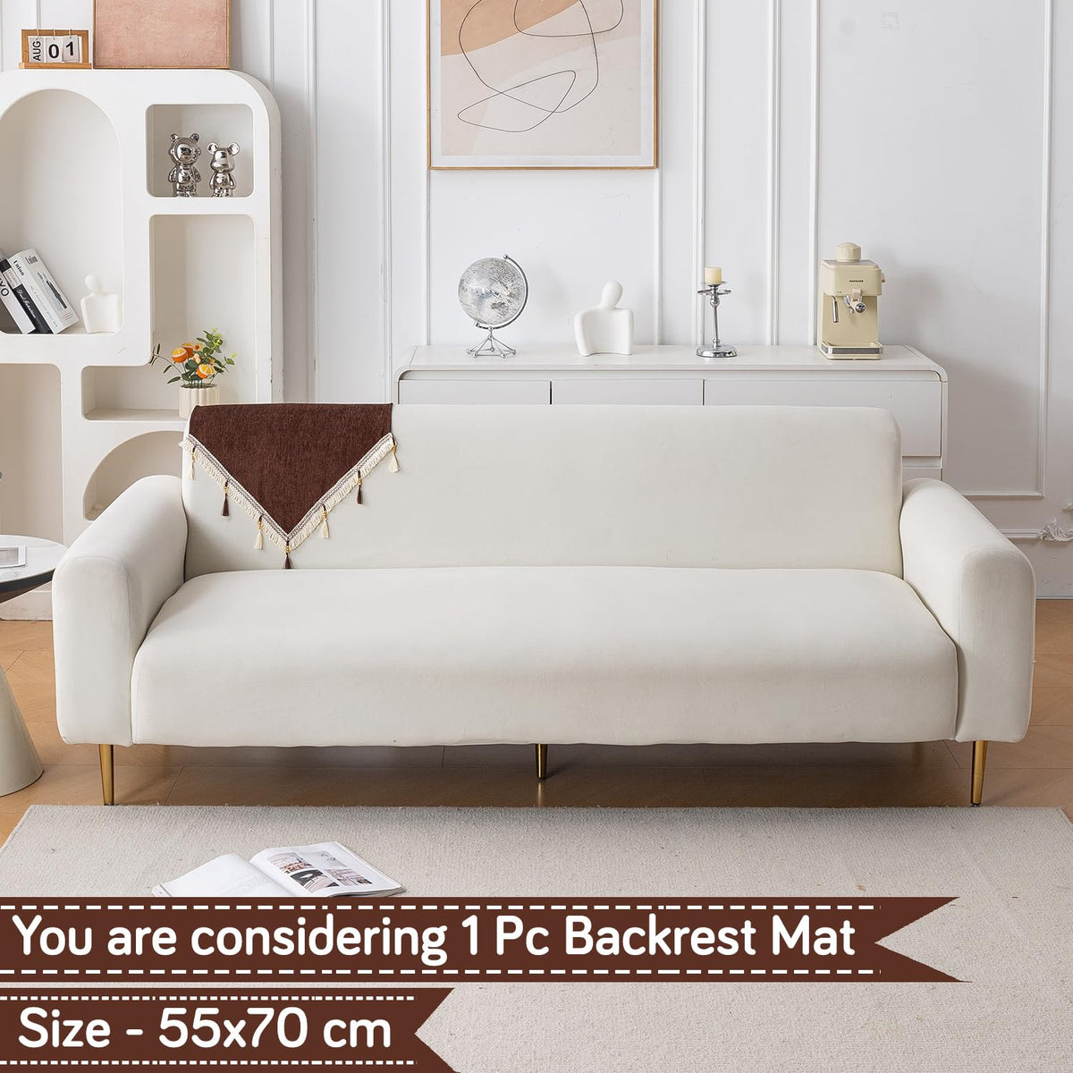 Serenity Tassel Chenille Sofa Cover with Tassel – Chestnut Luxe