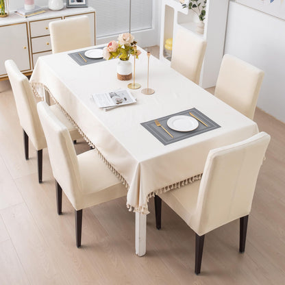 Elastic Stretchable Premium Velvet Dining Chair Cover, Beige
