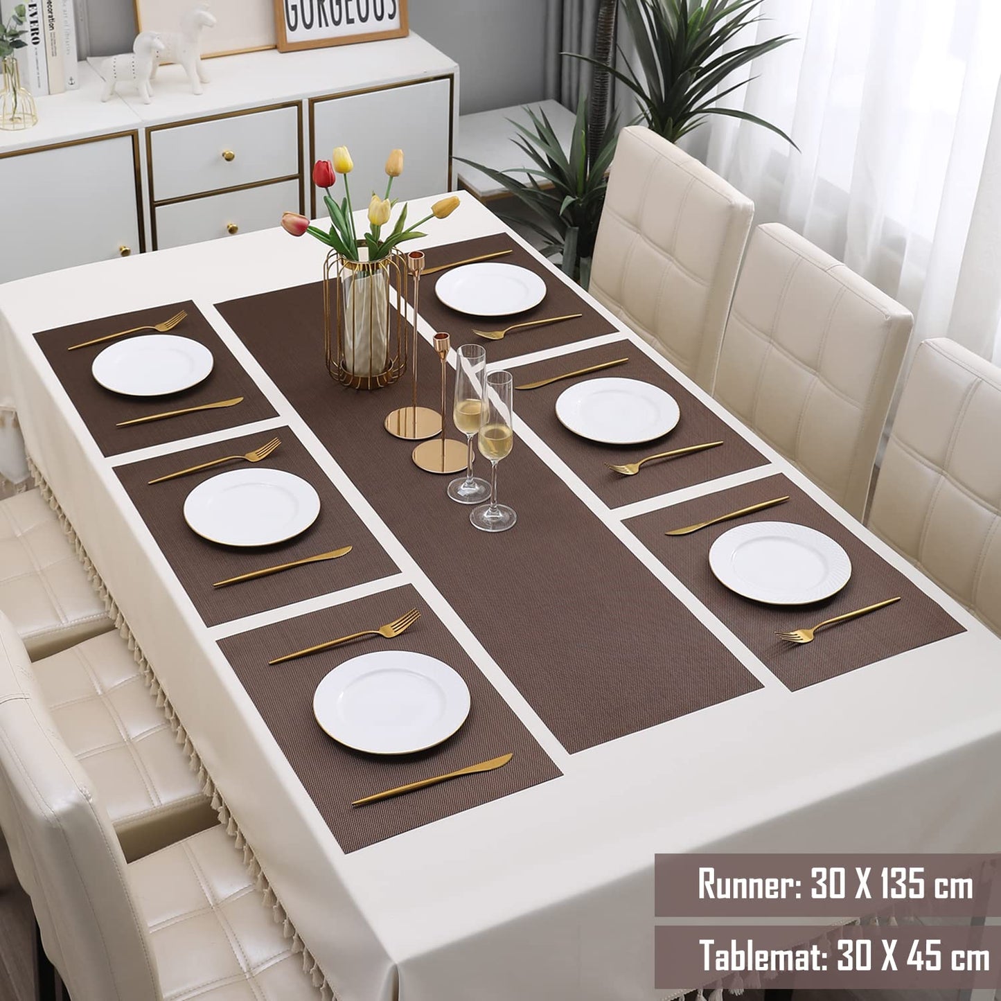PVC Dining Table Mats, Brown