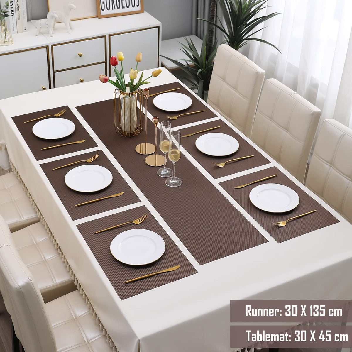 PVC Dining Table Mats, Brown
