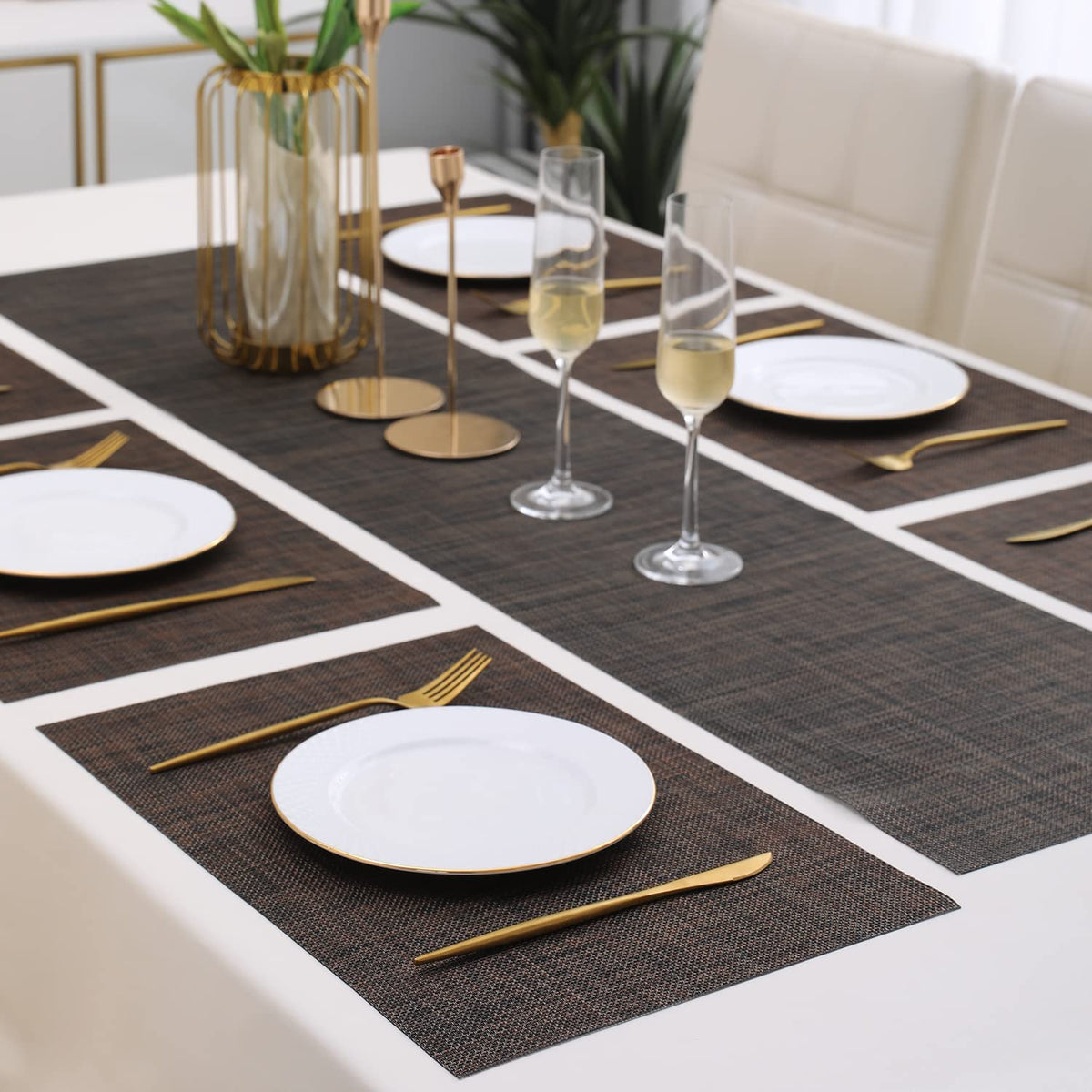 PVC Dining Table Mats, Dark Brown