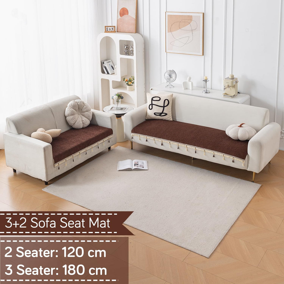 Serenity Tassel Chenille Sofa Cover with Tassel – Chestnut Luxe