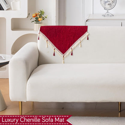 Serenity Tassel Chenille Sofa Cover with Tassel – Crimson Ruby