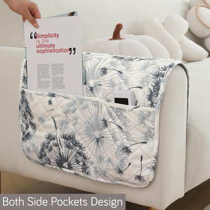 Quilted, Waterproof and Anti-Slip Sofa Cover Mat, Dandelion Anchor Grey
