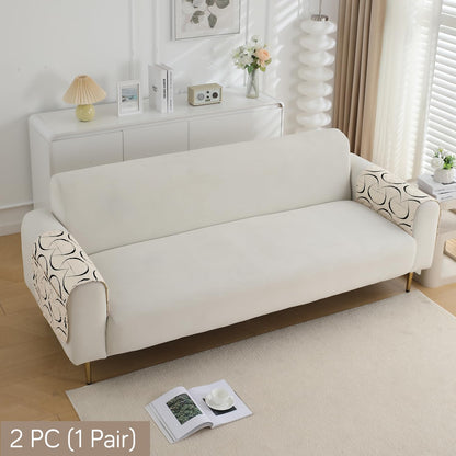 Water Repellent + Waterproof Quilted Sofa Mats, Natural Beige Abstract Art