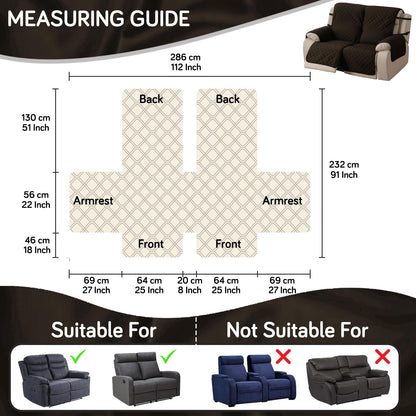 UrbanQuilt Recliner Sofa Slipcover Mat with Dual Belt for 1/2/3 Seater -  Chocolate Brown