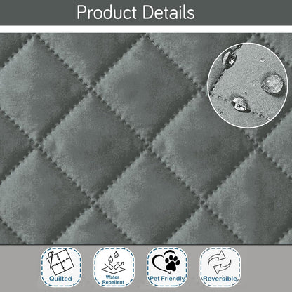 HOKIPO Quilted Reversible One Piece L Shape 4/5/6 Seater Sofa Cover Mat, Dark Grey