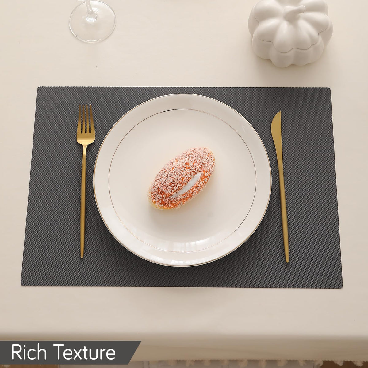Buy anchor grey rich texture waterproof dining table mat | HOKIPO