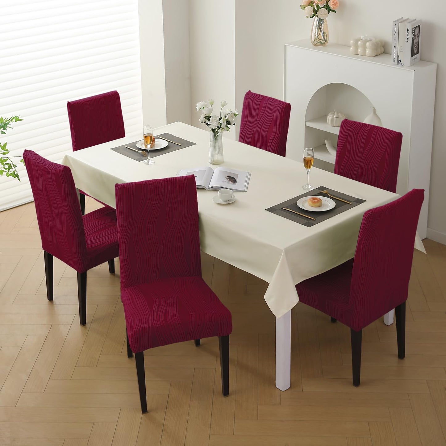 Nestiva Series Stretchable Knitting Jacquard Chair Cover - Burgundy