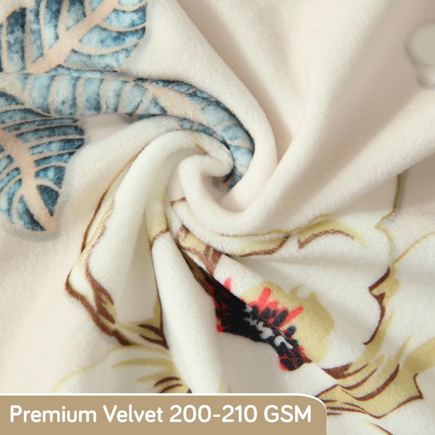 Premium Printed Velvet Stretchable Dining Bench Slipcover, Buttercream Magnolia Whisper
