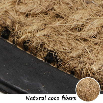 Natural Rubber Coir Oval Doormat with Designer Border, Anti-Slip Rubber Backing, 45x75 cm
