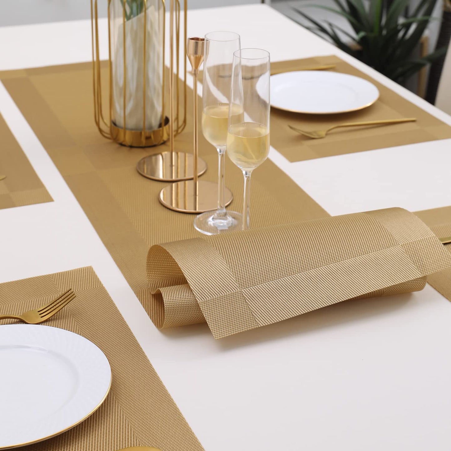 PVC Dining Table Mats, Gold