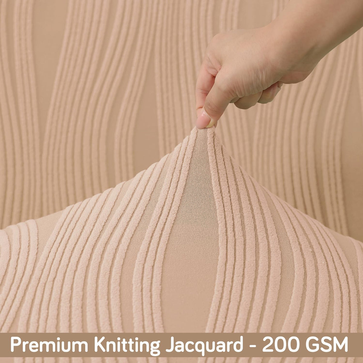 Nestiva Series Stretchable Knitting Jacquard Chair Cover - Blush Beige