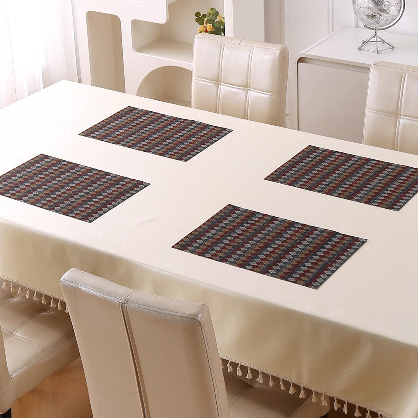 RhombusEcho Washable PVC Mats for Dining Table - Royal Maroon