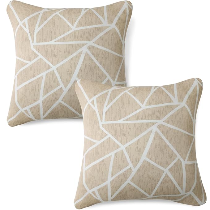 Waterproof & Quick-Dry Quilted Sofa Cover with Pockets on Armrest, Beige Abstract Geometry