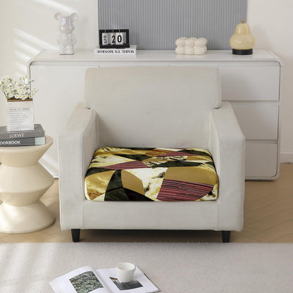 140 GSM Stretchable Printed Elastic Sofa Cushion Seat Cover for 1 /2 /3 Seaters / Pieces for Sofa, Wine Abstract Geometry