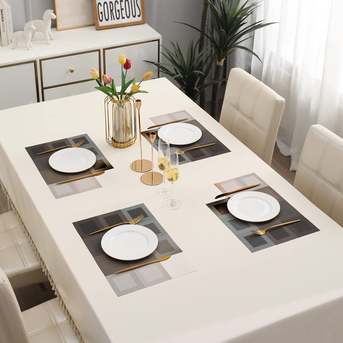 PVC Dining Table Mats, Gradient Brown